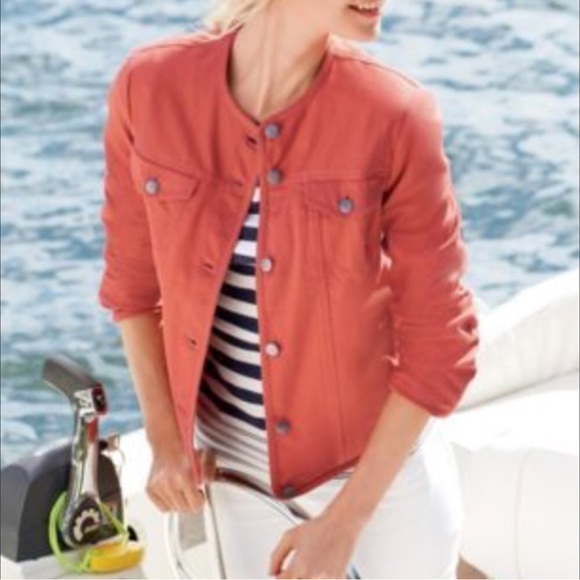 Pendleton coral Twill Laguna cotton collarless  Jacket / EUC - Picture 2 of 4